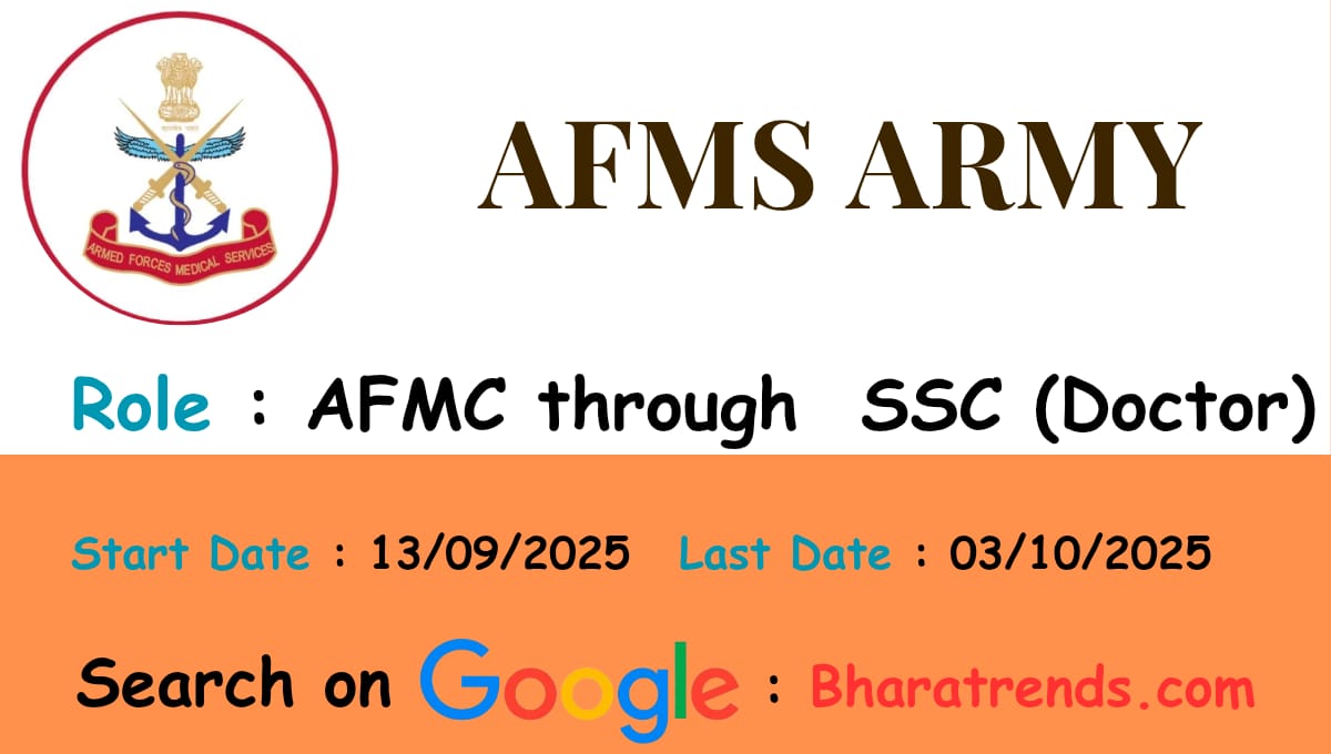 ARMY (AFMS) 400 Recruitment: Apply for SSC Medical Officer Posts